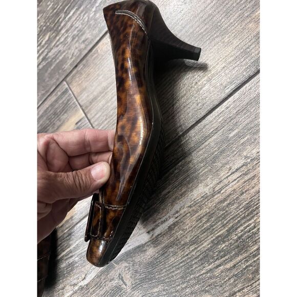 Cole Haan Womens Leopard Patent Leather Square‎ Toe Heel - Size 8B Flaws - Picture 5 of 9